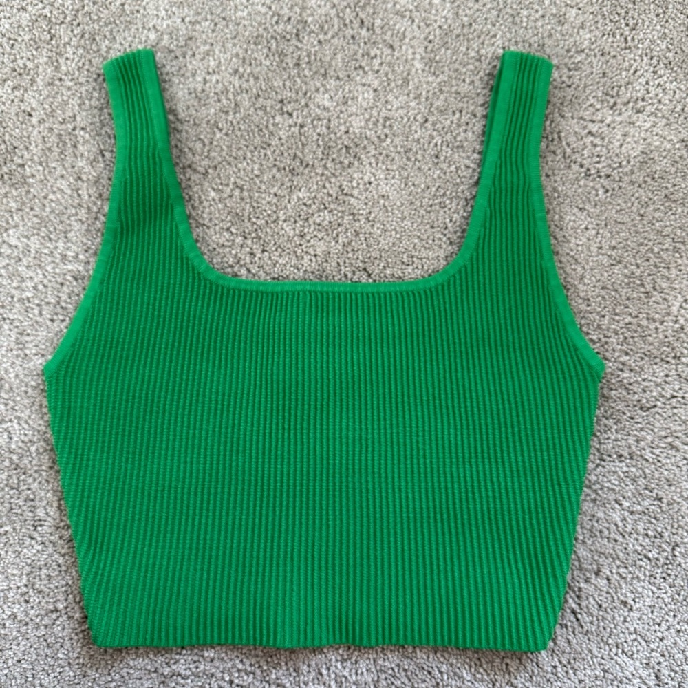Babaton Green Ribbed Tank Top
